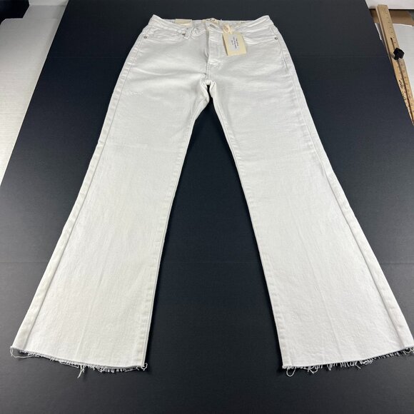 Letter To Juliet Jeans Women's 27 Sicily Flare Crop Mid Rise Optic White Denim - Picture 1 of 16